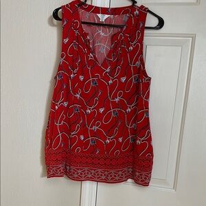 Crown & Ivy Red Patterned Tank Top
